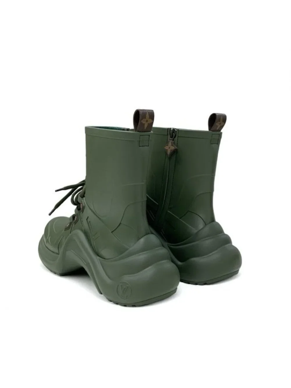 Louis Vuitton Arclight Line Monogram Boots Short Shoes Rubber Khaki - Picture 4 of 9